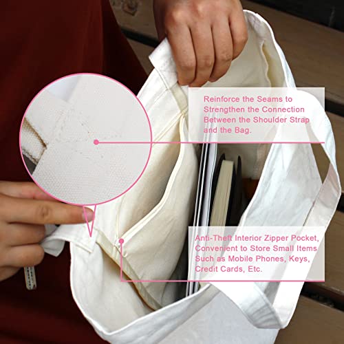 Kimoli Canvas Tote Bag Aesthetic Cute Beach Bag Reusable Grocery Shopping Bags Totes for Women Inspirational DM12C