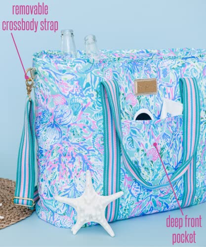Lilly Pulitzer Picnic and Beach Cooler Bag, Insulated Soft Cooler with Adjustable Shoulder Strap and Zippered Top, Large f...