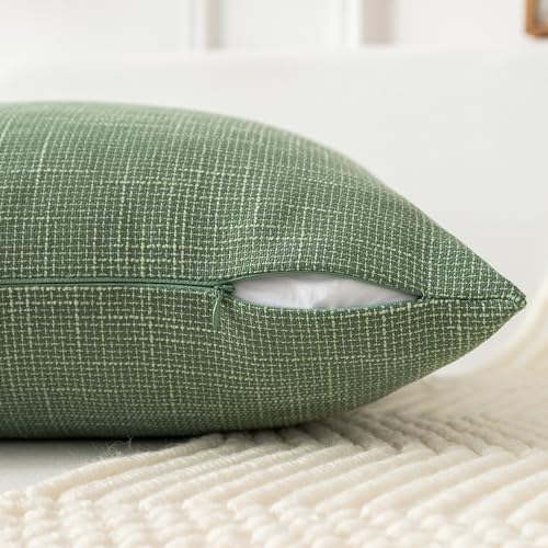 Kevin Textile Set of 2 Sage Green Pillow Covers 20 x 20 Inch Spring Farmhouse Boho Decorative Throw Pillow Covers Linen Cu...