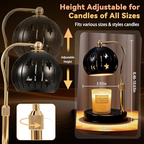 Electric Candle Warmer Lamp with Timer & Dimmer for Bedroom（Candle Not Included, Height Adjustable Candle Warmer with 2 Bu...