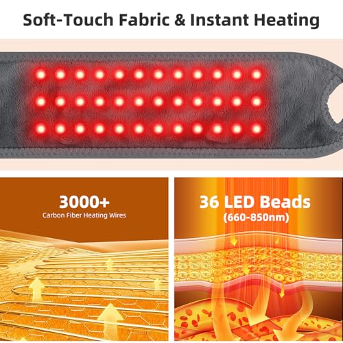 Cordless Wrist Heating Pad for Pain Relief, Wrist Massager for Carpal Tunnel, Heated Wrist Wrap Brace for Arthritis, Red L...
