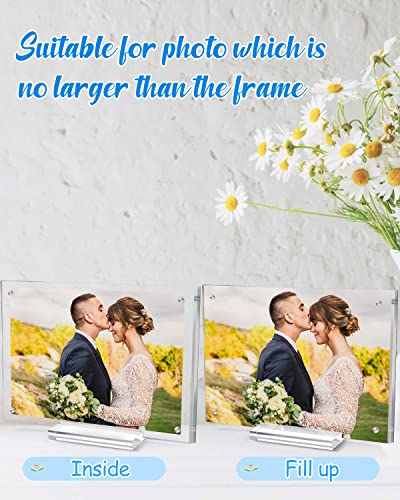 JUOIFIP 5 Pack Acrylic Picture Frame 5×7 Clear Double Sided Magnetic Photo Frame - Frameless Baby Friend Family Picture De...