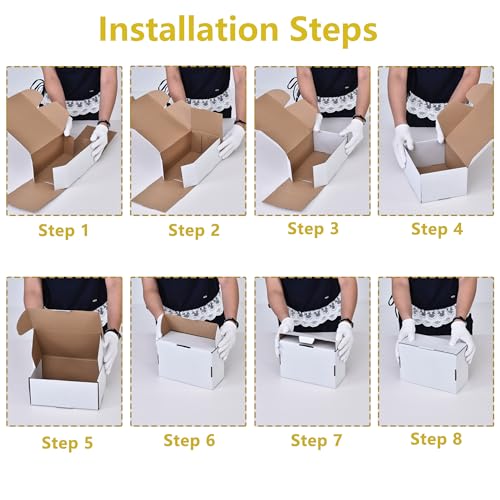 WINHPH 9x6x4 Inches Shipping Boxes Set of 15,White Corrugated Cardboard Box Literature Mailer for Small Business, Literatu...