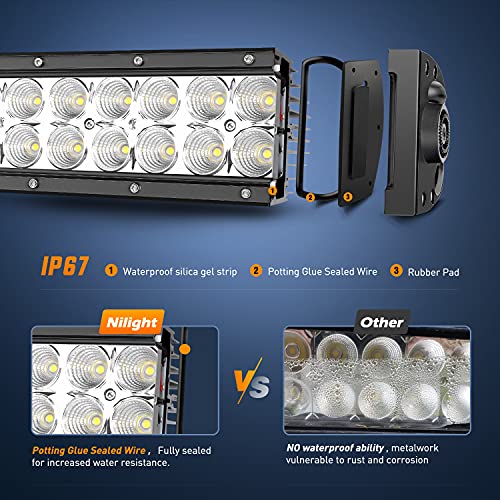 Nilight LED Light Bar 32 Inch 180W 12600LM Spot Flood Combo Driving Lamp Roof Bumper Off Road Work Pods for Van Camper Wag...