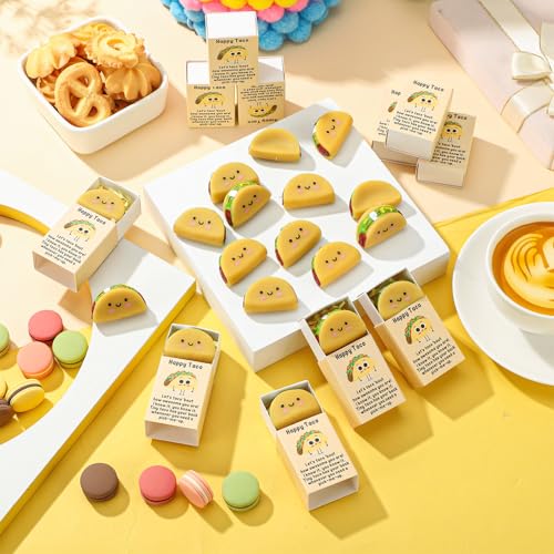 Wettarn 72 Sets Taco Positive Gifts Cute Stress Balls with Support Boxes Mexican Party Favors for Cinco De Mayo Fiesta Gif...