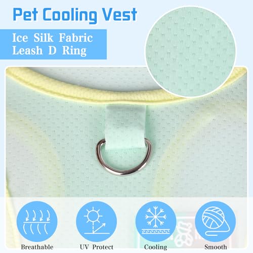 Yaopelky Dog Cooling Vest, Summer Pet T-Shirt, Breathable Quick-Dry Outfit for Dogs and Cats, Blue (Green, Small(3.3-5.5lb))