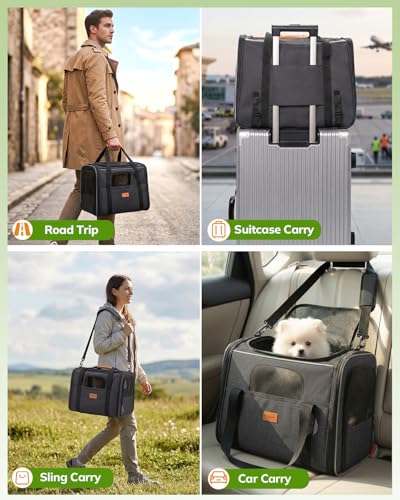 Morpilot Cat Carrier - Cat Carrier Soft for Medium or Large Cats up to 20lbs, with Dual-Sided Cushion, Secure Buckle and F...