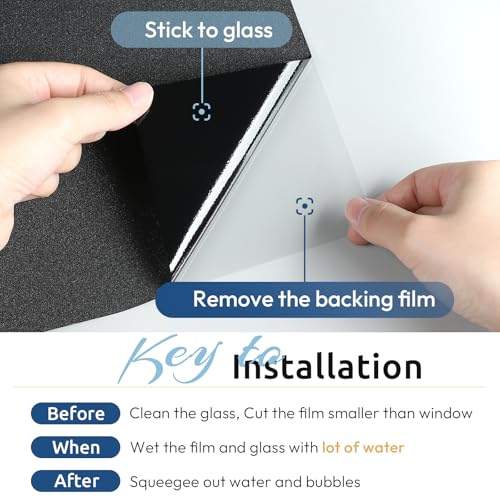 rabbitgoo Blackout Window Film, Sun Heat Blocking Privacy Cover for Glass, Removable Opaque Room Darkening Dark Black Out ...