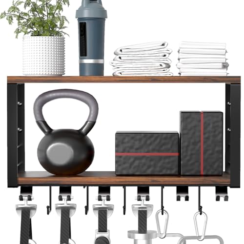 TJ.MOREE 2 Tier Floating Shelf Compatible with Tonal Accessories, T-Bracket Lock Adapters Hanger, Wall Mount Home Gym Stor...