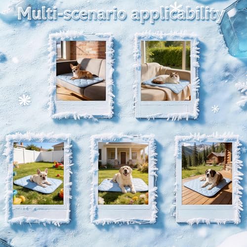 QOKO Cooling Mat for Dogs and Cats 24" x 18", Premium Pet Cooling Bed Indoor Outdoor with Waterproof Cover & Ice Silk, Sum...