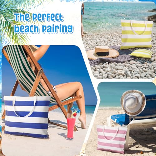 Aliceset 12 Pcs Beach Bags for Women Large Beach Tote with Makeup Bag for Travel 18.5 x 14.96 Inches Colourful Travel Bag ...