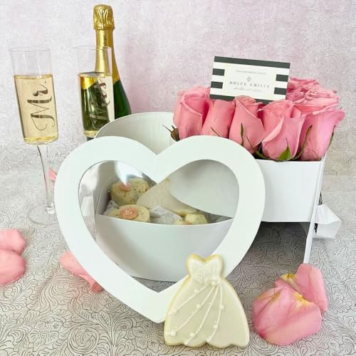 UNIKPACKAGING Premium Quality Heart Shaped Flower Box, Floral Gift Box, with Lids, Size 9x8x6.5, for Luxury Style Flower A...