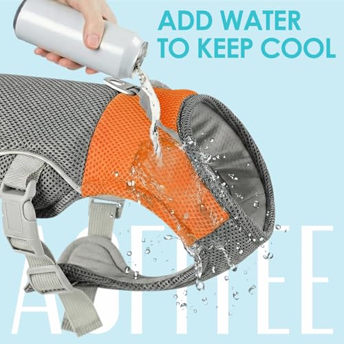 AOFITEE Dog Cooling Vest, Lightweight Cooling Jacket for Dogs, Breathable Dog Cooler Shirt with Harness D-Ring, Pet Sun Sh...