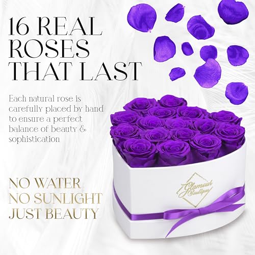GLAMOUR BOUTIQUE Preserved Roses in a Box - Gifts for Her, Wife & Mom, Rose Flowers Forever Decor for Birthday Gift, Get W...