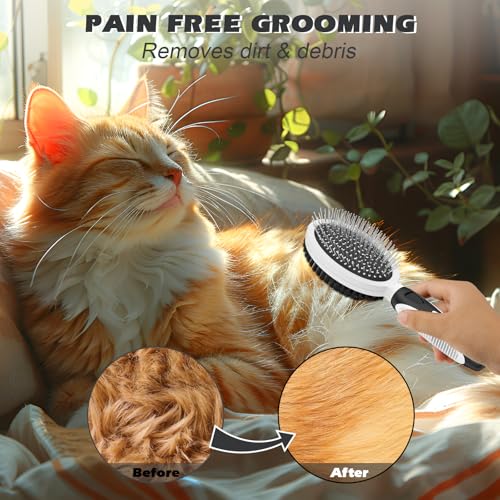 2PCS Pet Grooming Tools - Double-Sided Brush for Shedding and Bathing, Suitable for Short/Long Haired Dogs Cats and Horse...
