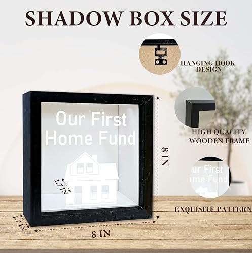 New Home Shadow Box Frame, Honeymoon Fund Money Boxes with Slot, Memory Box for Keepsakes, Best Keepsake Gifts for Newlywe...