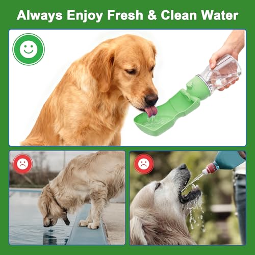 Dog Water Bottle, Portable Leak-Proof Water Dispenser with Drinking Bowl for Dogs and Cats, Travel Puppy Fountain Pet Wate...