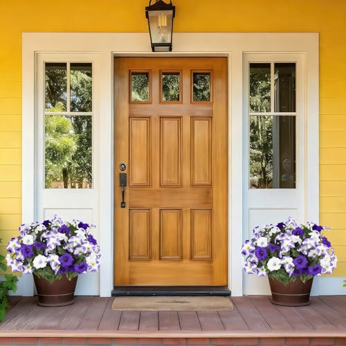 Artificial Flowers for Outdoors, Faux Petunias Spring Summer Decoration, Fake Flowers Plants UV Resistant Look Real Silk F...