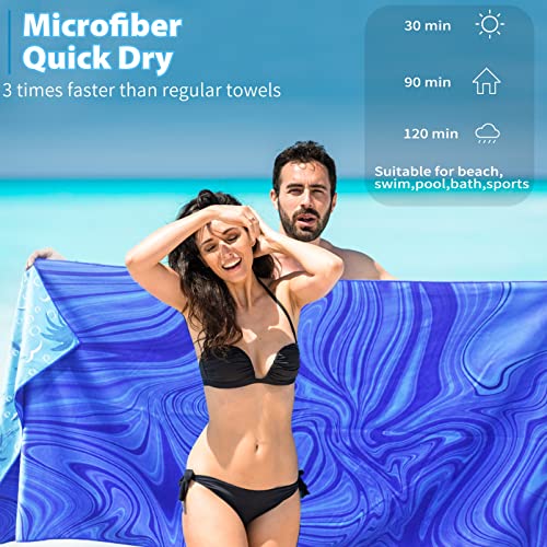 TwoYek 2 Pack Microfiber Thin Beach Towel Lightweight 71x32 Oversized Extra Large Sand Free Towels Quick Dry for Travel Po...