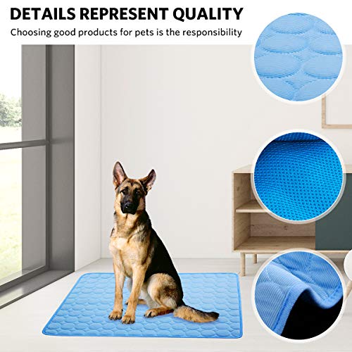aingycy Dog Cooling Mat Pet Cooling Pads Dogs & Cats Pet Cooling Blanket for Outdoor Car Seats Beds (Blue, 28IN * 40IN)