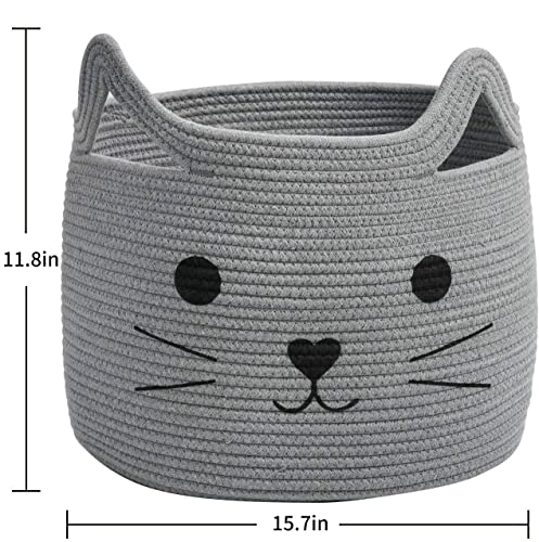 HiChen Large Woven Cotton Rope Storage Basket, Baby Laundry Basket Organizer for Towels, Blanket, Toys, Clothes, Gifts | P...