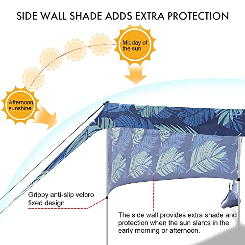 Beach Canopy Tent Shade with Sidewalls 10x10FT, 6.6FT Tall, UPF50+ Sun Shelter, Windproof & Water Resistant, Includes Guyl...