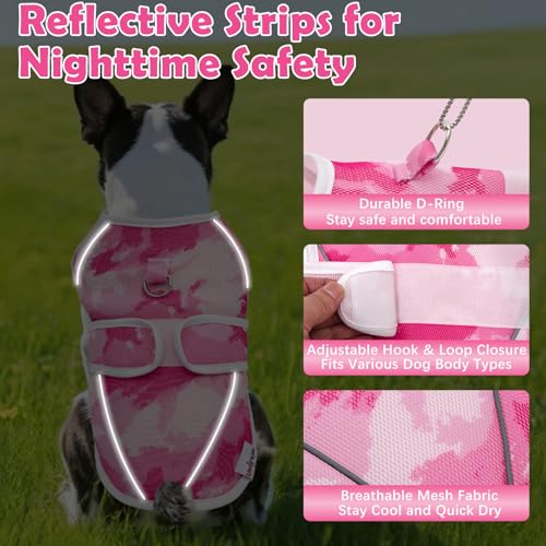 UNIPUP Dog Cooling Vest – Lightweight Pet Cooling Shirt 3D Breathable Mesh, Reflective Strips & UV Protection for Walking,...