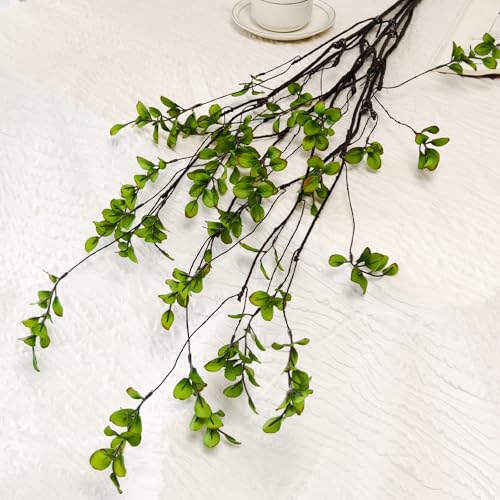 Cherica 4 Pcs Artificial Ficus Branches Faux Eucalyptus Stems, 47.2 Inch Fake Greenery Stems Artificial Plants for Vase Fi...