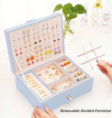 QBestry Girls Jewelry Box Earring Holder Organizer for Girls Jewelry Organizer Box Stud Earrings Organizer for Girls Women...