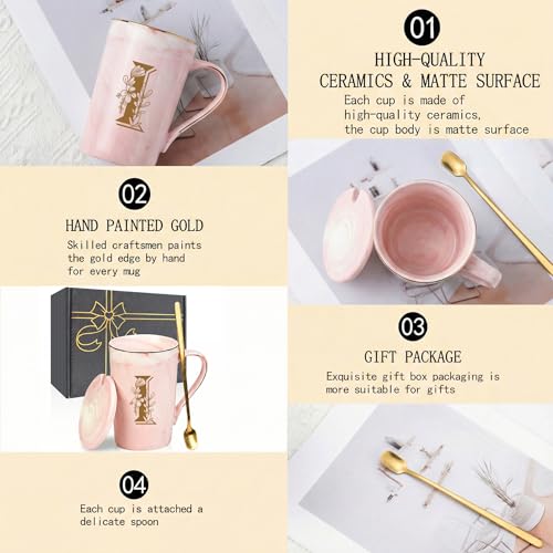 Jmugmt Letter I Personalized Initial Mugs, Letter I Personalized Coffee Mug, Novelty Birthday Mother's day Gifts for Mom G...