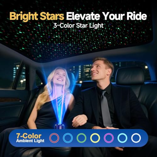 Smart Car Air Freshener with Star Light & Diffusers Oil Refills, Auto On/Off Aroma Diffuser, 3 Adjustable Mist Modes Recha...