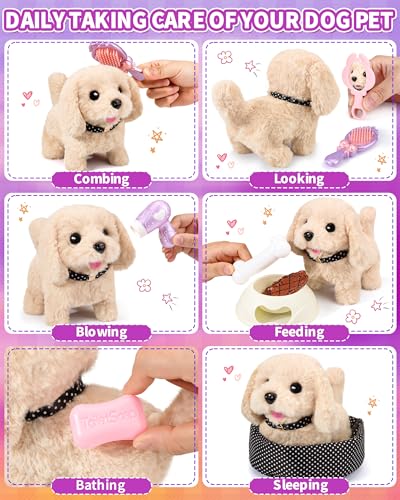 23Pcs Dog Toys for Kids Girls, Walking Barking Interactive Realistic Stuffed Dog with Portable Puppy Stroller & Accessorie...
