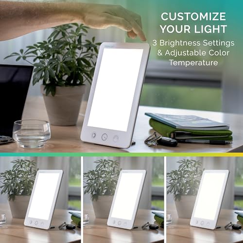 Verilux HappyLight Touch Plus - Light Therapy Lamp with 10,000 Lux, UV-Free, LED Bright White Light with Adjustable Bright...