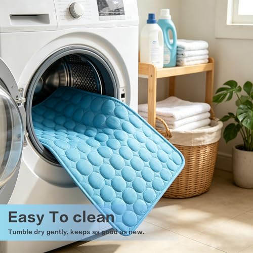 SISROL Cooling Mat for Dogs & Cats, Q-Max>0.4 Chill Fiber Pet Cooling Pad, Washable Non-Slip Non-Toxic Portable Cooling Be...