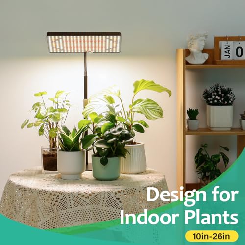 LBW Desk Grow Light, Full Spectrum Plant Light for Indoor Plants, Grow Lamps with 4/8/12H Timer, 10"-26" Height Adjustabl...