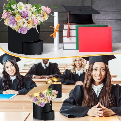Weekgrat 2 Pack Graduation Flower Box Graduation Cap Gift Boxes 6.9 x 6.4 in empty Container for Grad Party Outdoor Indoor...