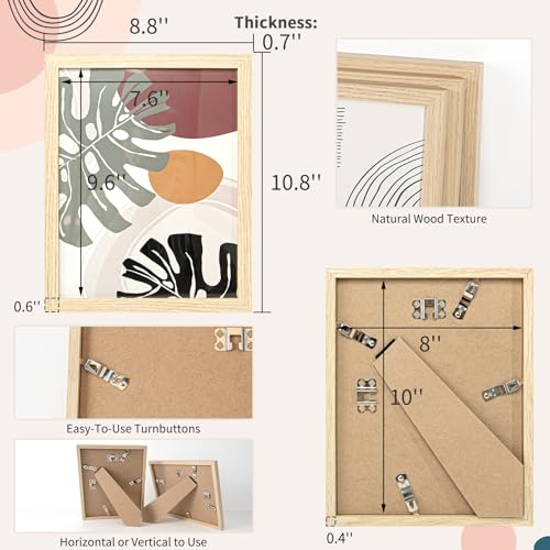 Art3d Framed Boho Wall Art Set of 4 for Wood Aesthetic Wall Decor for Living room Kitchen Hallway Bedroom, Neutral Botanic...