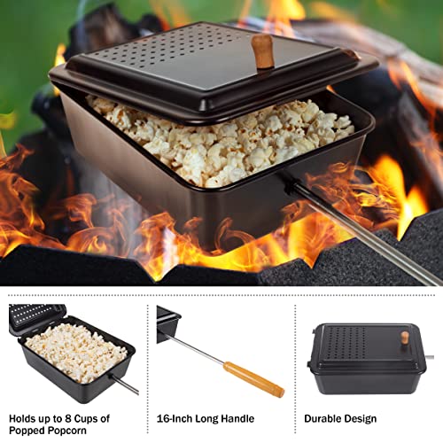Campfire Popcorn Popper - Old Fashioned Popcorn Maker with Nonstick Finish and Extended Handle - Camping Gear and Campfire...