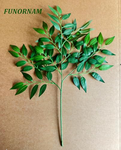 FUNORNAM 8Pcs Italian Ruscus Greenery Stems 26" Artificial Silk Greenery Leaves for DIY Wedding Arch Bouquet Filler Table ...