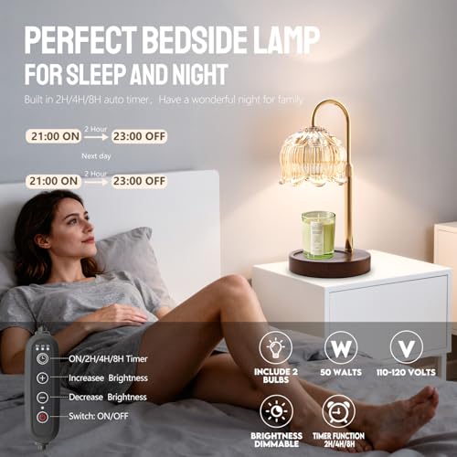 GEEZO Fragrance Candle Warmer Lamp，Electric Candle Warmer with Timer & Dimmer，Mom Christmas Birthday Gifts for Women, Hous...