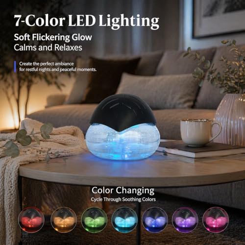 Air Freshener（Black） - for Home, Bedroom, Office and Warehouse - Essential Oil Aroma Diffuser with LED Color Night Light a...