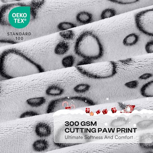 Luciphia Premium Soft Dog Blanket for Small Medium Large Dogs Washable 300GSM Fluffy Warm Fleece Puppy Cat Paw Print Pet F...