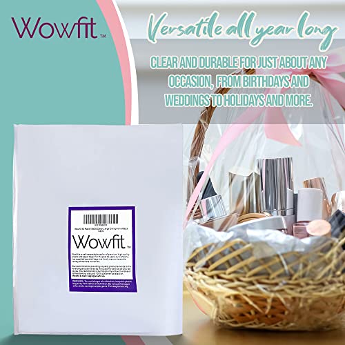 Wowfit Cello Bags,10 CT 18x30 inches Clear Cellophane Bags Perfect for Gift Baskets, Presents, Weddings, Bridal/Baby Showe...