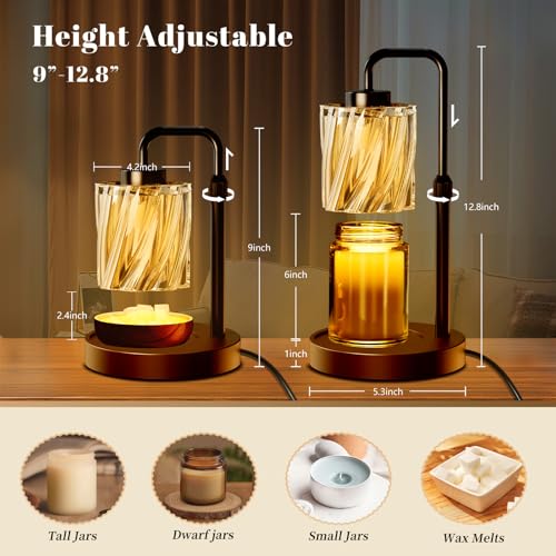 WarmEmbrace Candle Warmer Lamp with Adjustable Height& & Timer Dimmable Light, Gifts for Mom Women, House Warming Gifts Ne...