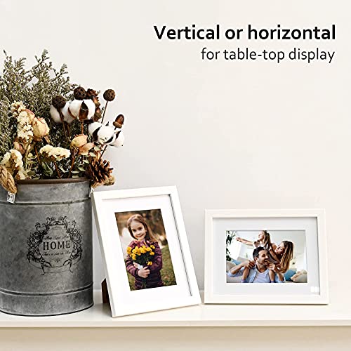KINLINK 6x8 Picture Frame White Set of 4, Wooden Photo Frames Matted 4x6 with Plexiglass for 4x6 with Mat or 6x8 without M...