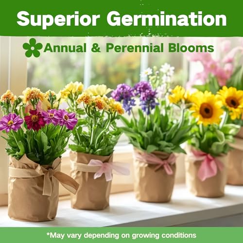 Lush&Dew Cut Flower Seed Bank, Gardening Gifts for Mom Women, 32 Varieties Non-GMO Annual & Perennial Wildflower Seeds for...