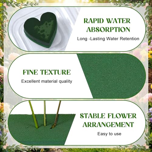 FunooFuno 12 Pcs Mother's Day Heart Shaped Plastic Boxes 2.95" x 2.95" Flower Box with Lids Floral Foam Mini Clear Heart C...