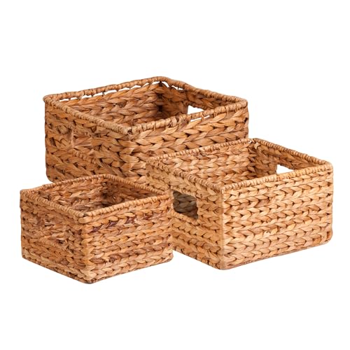 Honey-Can-Do Banana Leaf Storage Baskets –Water Hyacinth Woven Basket, Decorative Baskets for Shelves, Basket for Gifts, C...