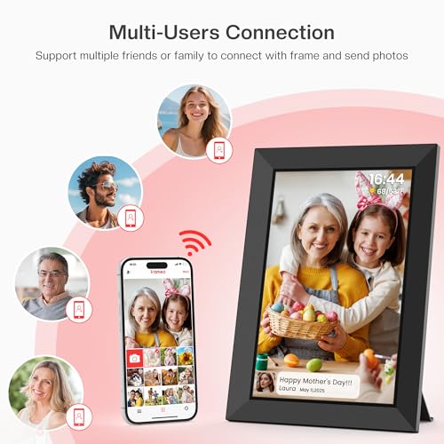 Frameo 10.1 Inch WiFi Digital Picture Frame, Smart Cloud Electronic Photo Frame with HD IPS Touch Screen Slideshow 32GB Me...