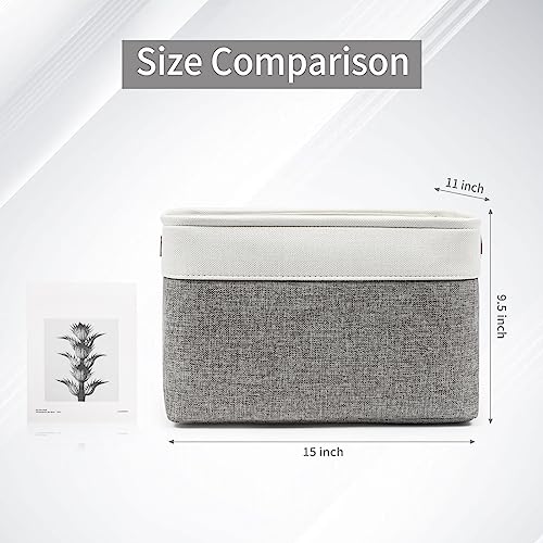 Bagnizer Storage Bins Large Fabric Storage Baskets for Shelves 3 Pack, Decorative Linen Closet Baskets with Handles for Or...